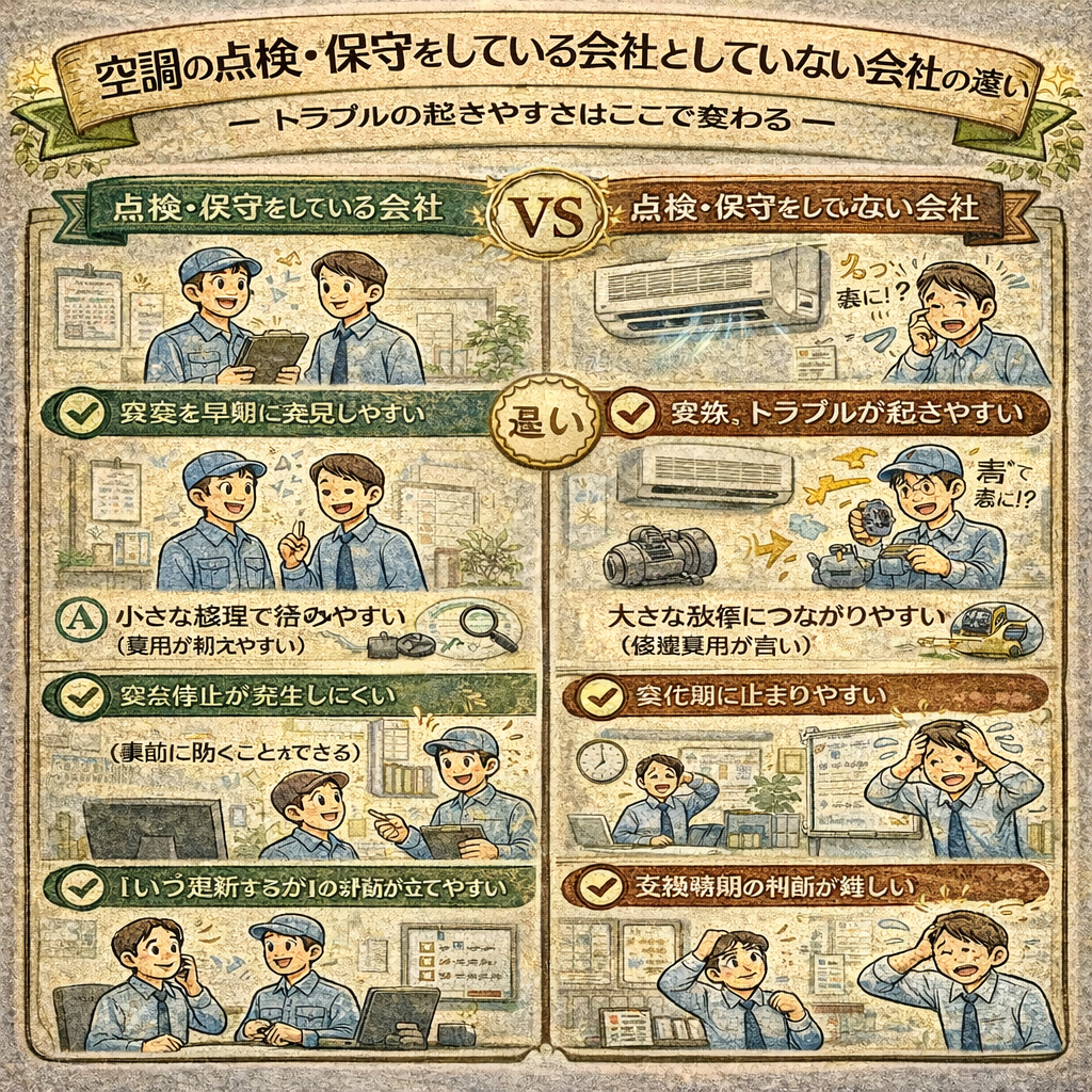 空調の点検・保守をしている会社としていない会社の違い