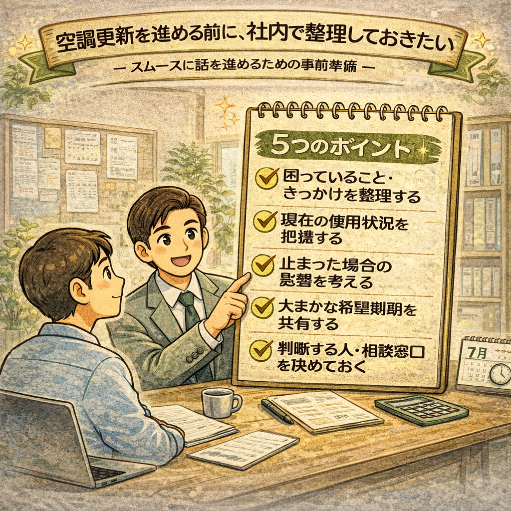 空調更新を進める前に、社内で整理しておきたい5つのこと